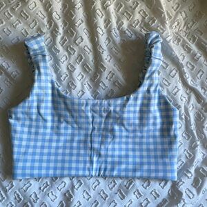 Astoria LUXE BALANCE Ruched Sports Crop - Blue Gingham